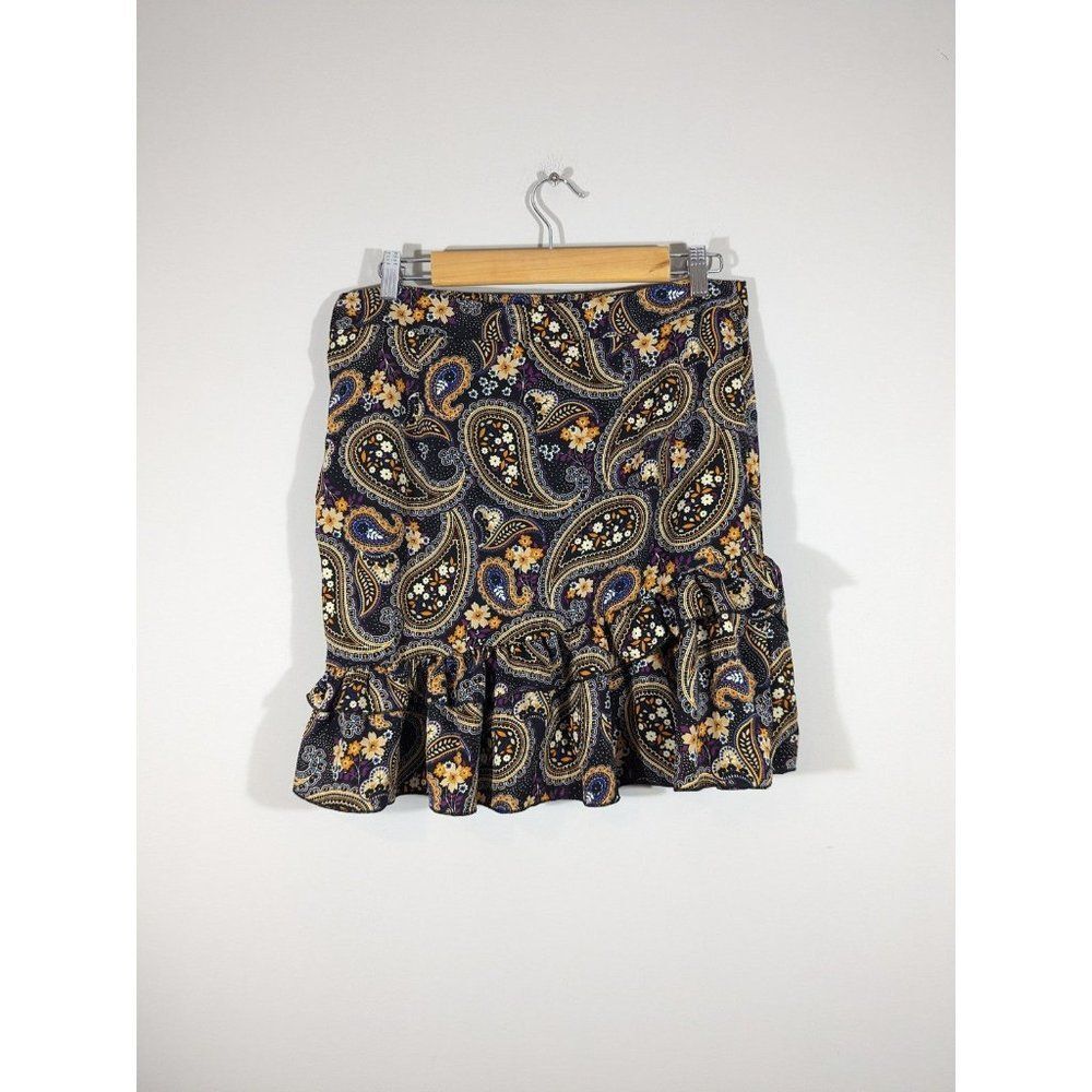 NEW‎ Shein Layered Ruffle Hem Paisley Print Skirt Women's Size 0XL (12)